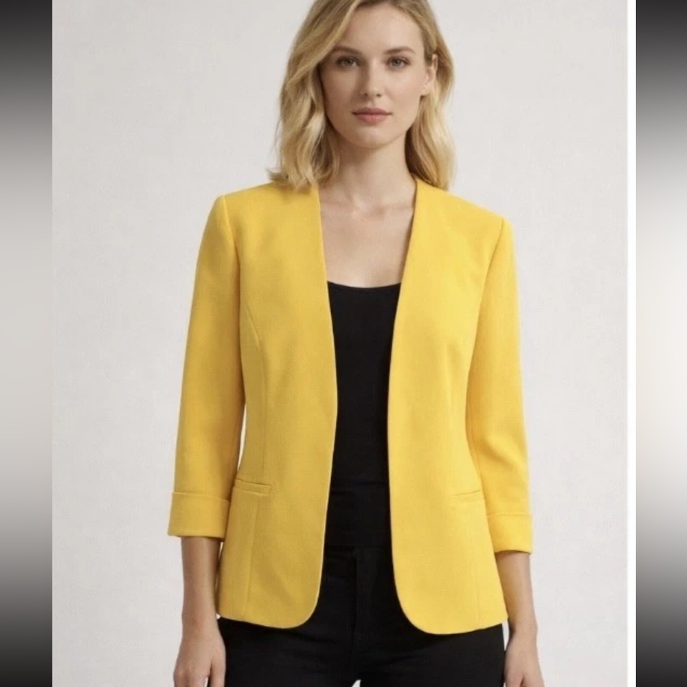 Yellow Women's Open Front Blazer Jacket